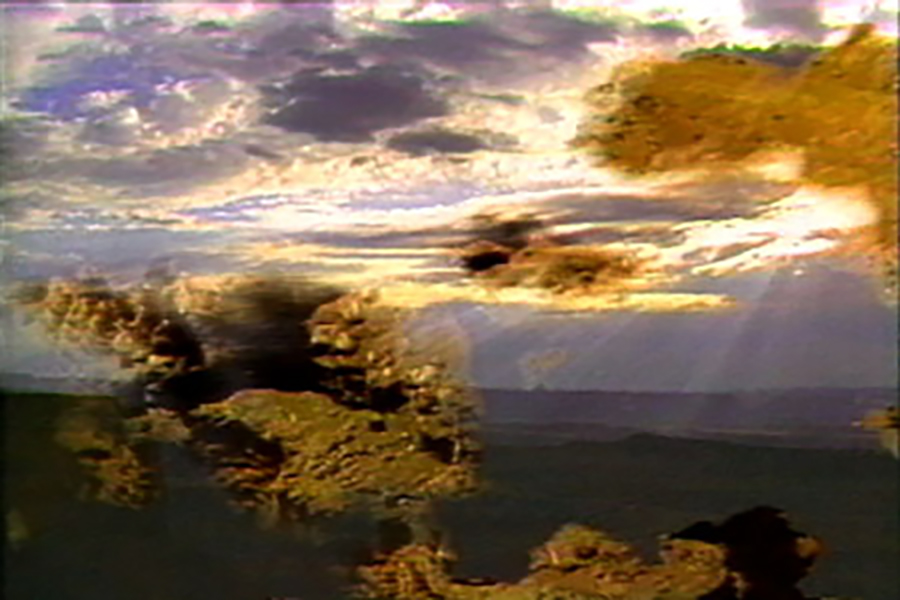 Video still from the video matrix installation Geomania by Steina.