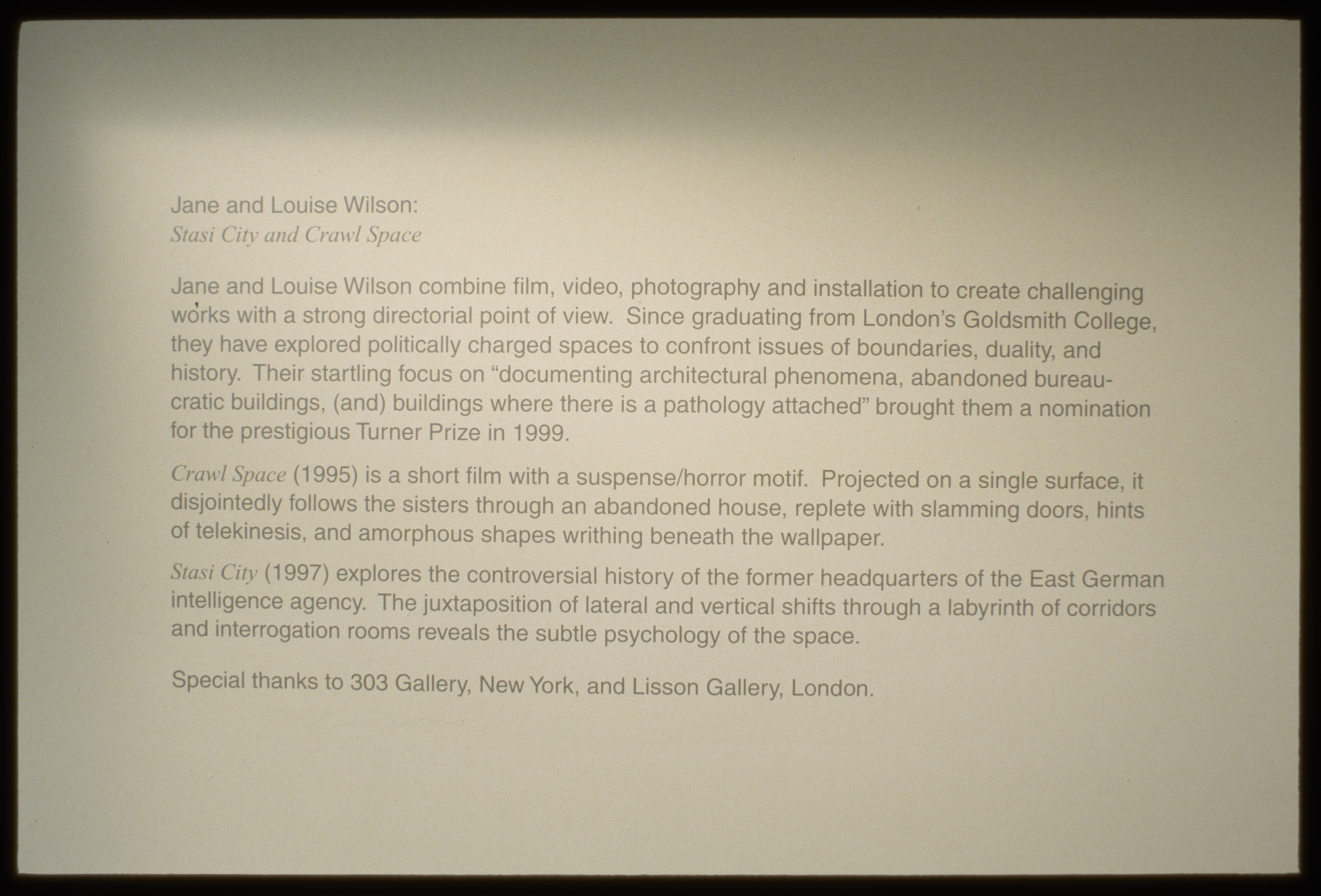 Wall text describing the exhibtion.