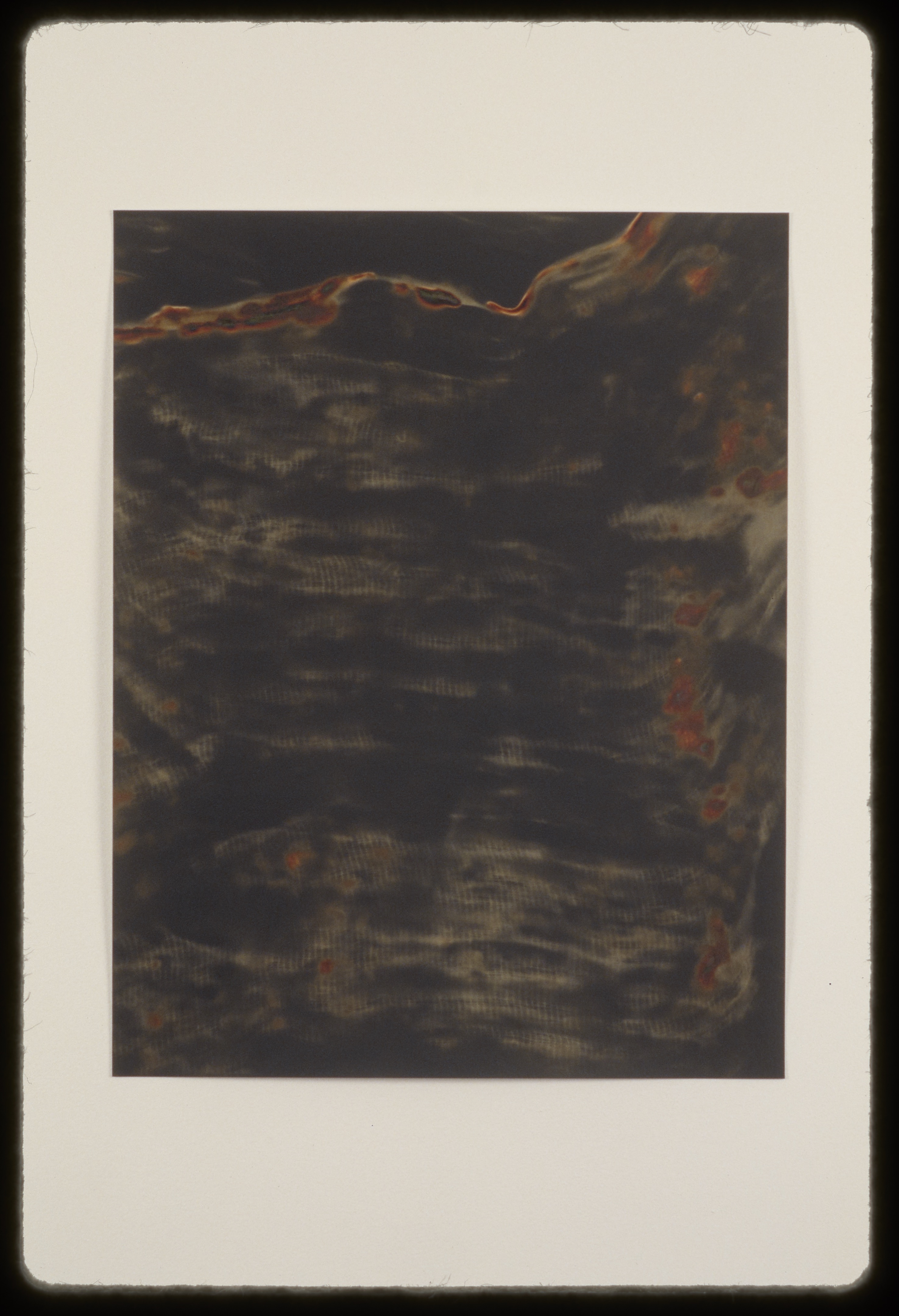 Black and brown tones create a landscape-like image made of dark wavy layers.