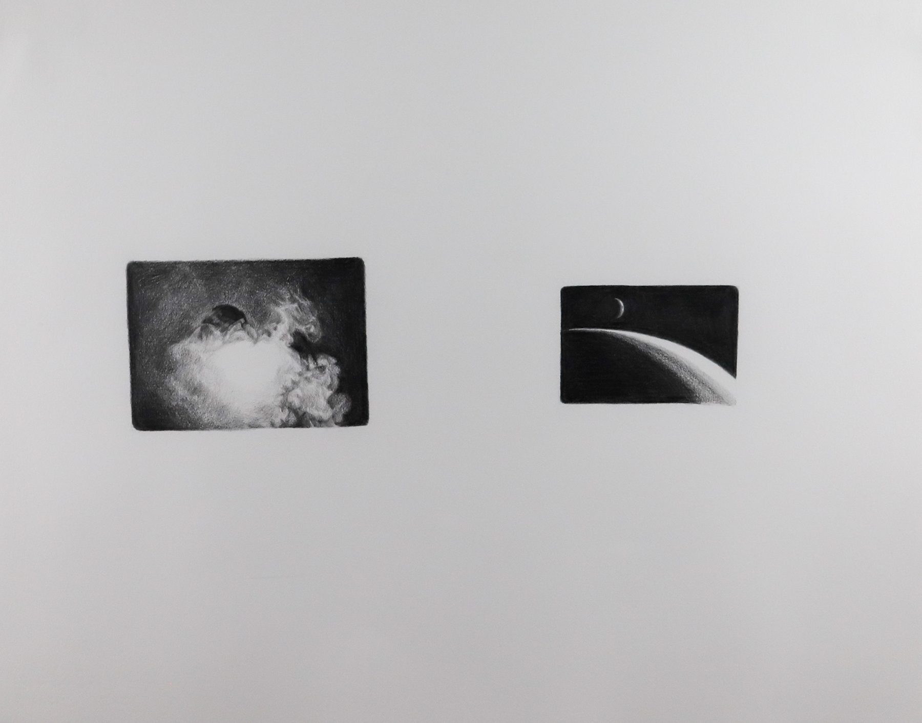 Two black and white photographs on a white background of an eclipse.