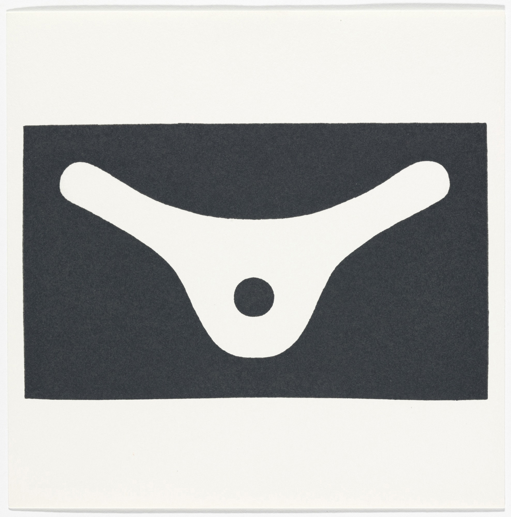 White, boomerang shape on a grey background.