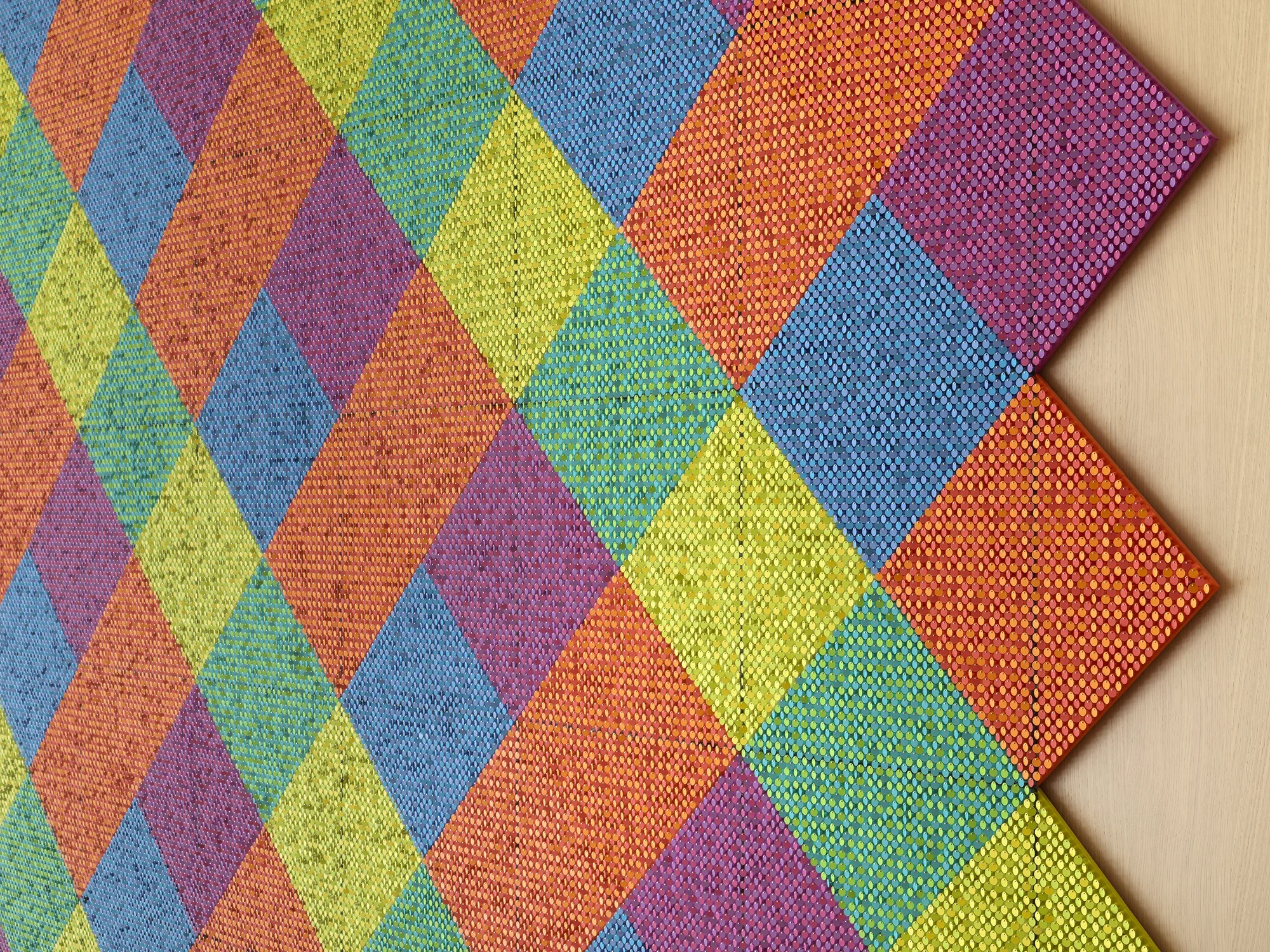 Detail image of Bring me the sunset in a cup by Spencer Finch installed at the MIT Stephen A. Schwarzman College of Computing.