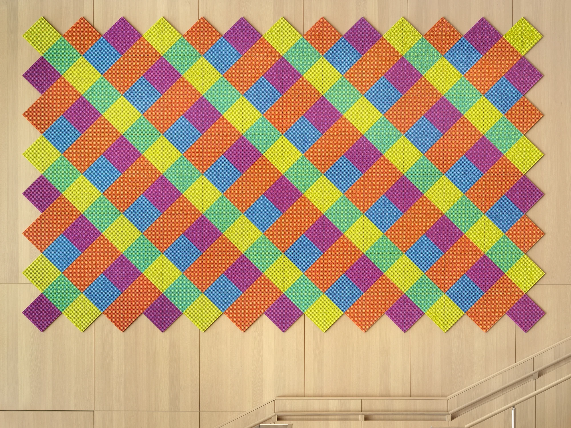 Detail image of Bring me the sunset in a cup by Spencer Finch installed at the MIT Stephen A. Schwarzman College of Computing.
