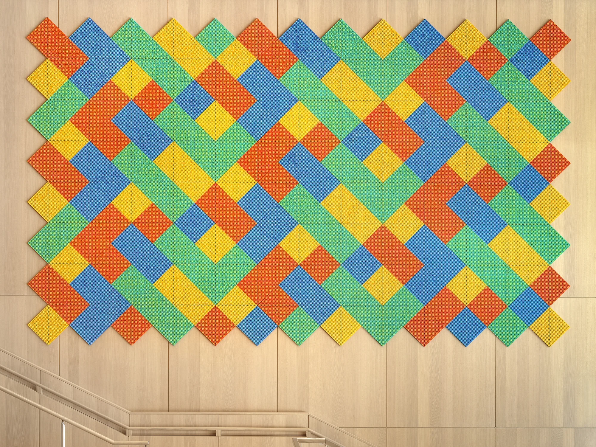 Detail image of Bring me the sunset in a cup by Spencer Finch installed at the MIT Stephen A. Schwarzman College of Computing.