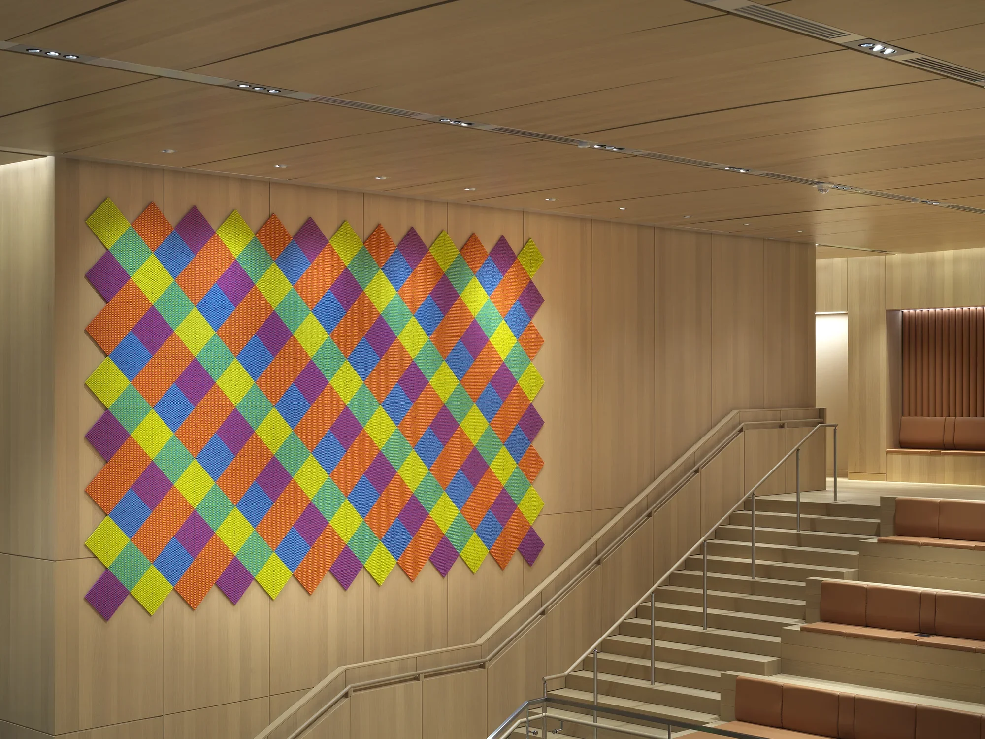 Detail image of Bring me the sunset in a cup by Spencer Finch installed at the MIT Stephen A. Schwarzman College of Computing.