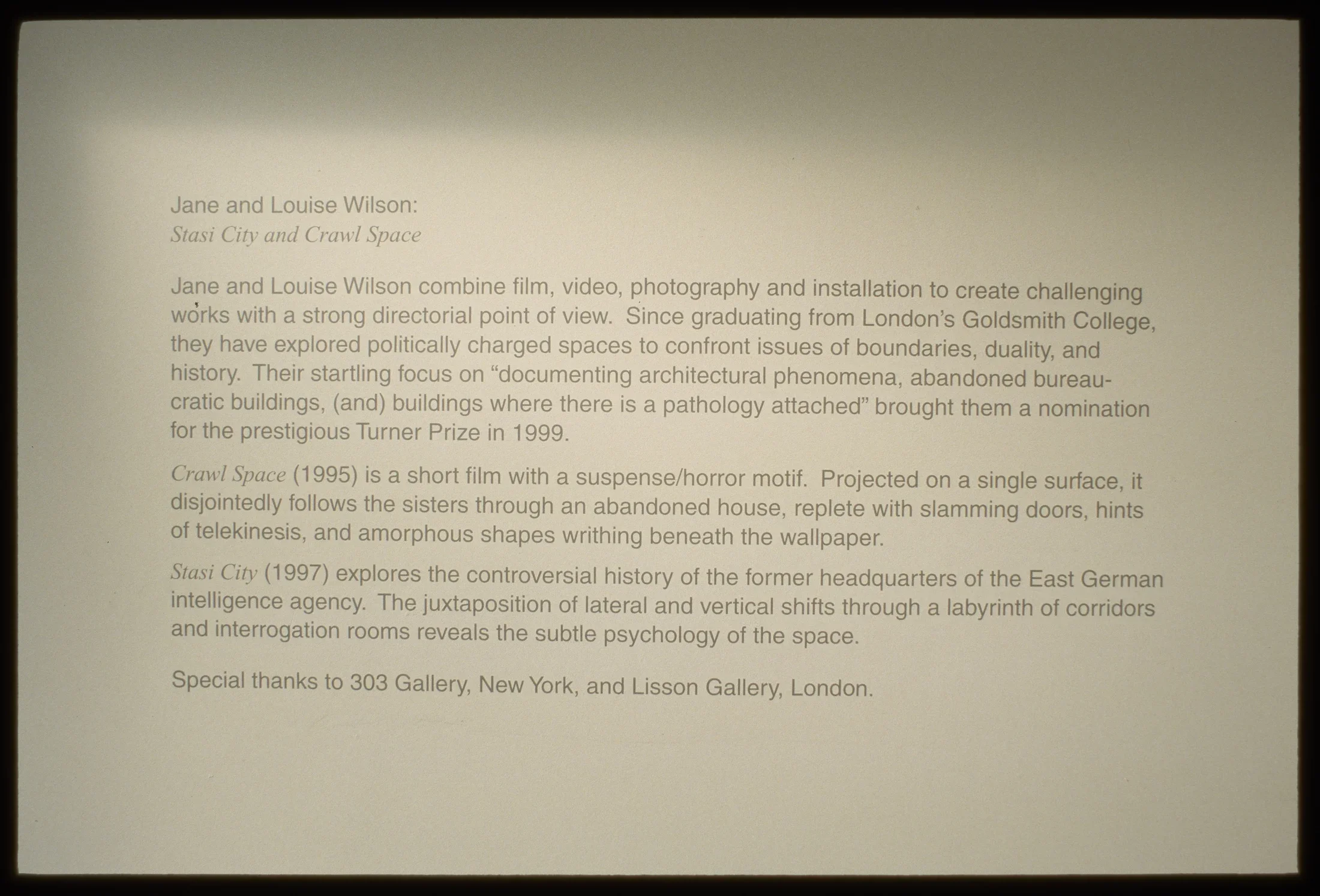 Wall text describing the exhibtion. 