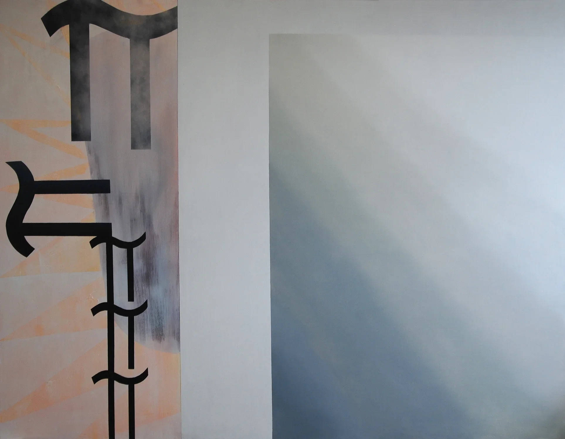 Five ? are on the left side of the image, atop a golden sun. A white frame separates beams of muted light to the right.