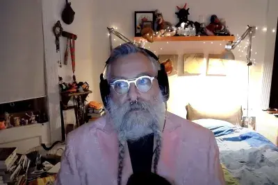 Screenshot of Nayland Blake during a virtual artist talk on YouTube.