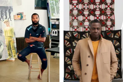 Side by side portraits of Tavares Strachan and Sanford Biggers.