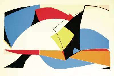 An abstract painting with many colors