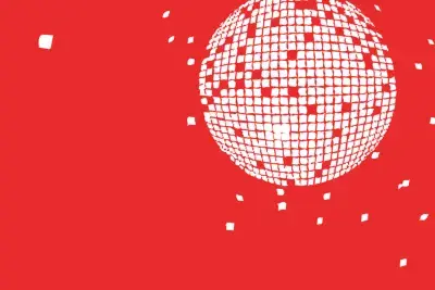 A white disco ball with a white disco ball graphic.