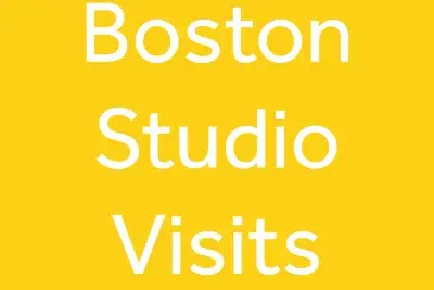 Boston Studio Visits in white type on a yellow background.