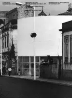 Publication cover for Alvaro Siza: Buildings and Projects features a black and white photo of a white screen.