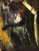 Cover for Per Kirkeby: Paintings and Drawings of a close up, abstract painting with dark colors.