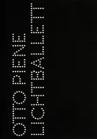 Book cover for Otto Piene: Lichtballett featuring a black background and vertical title written in letters made of white circles.