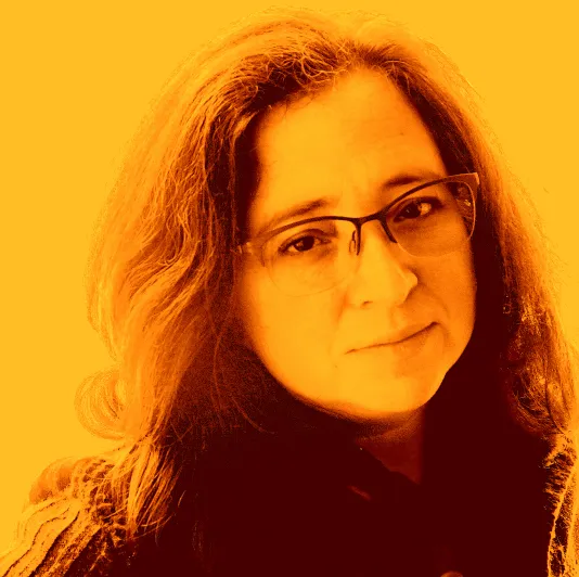 Headshot of Heather Kapplow with an orange hue.