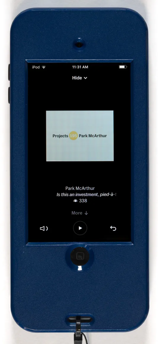 An image of the artwork PARA-SITES shown installed on a touch screen audio listening device.