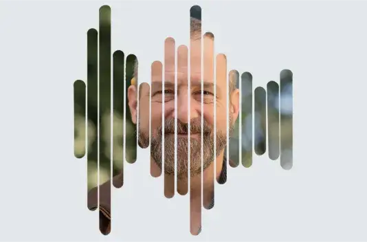 Portrait of Darrin Martin in the shape of an audio graph.
