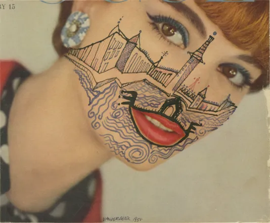 A photograph of a woman with a heavily tattooed face.