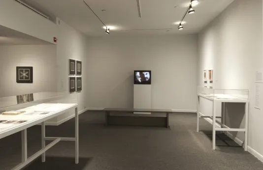 Installation view of Stan VanDerBeek: The Culture Intercom at MIT List Visual Arts Center, 2011.