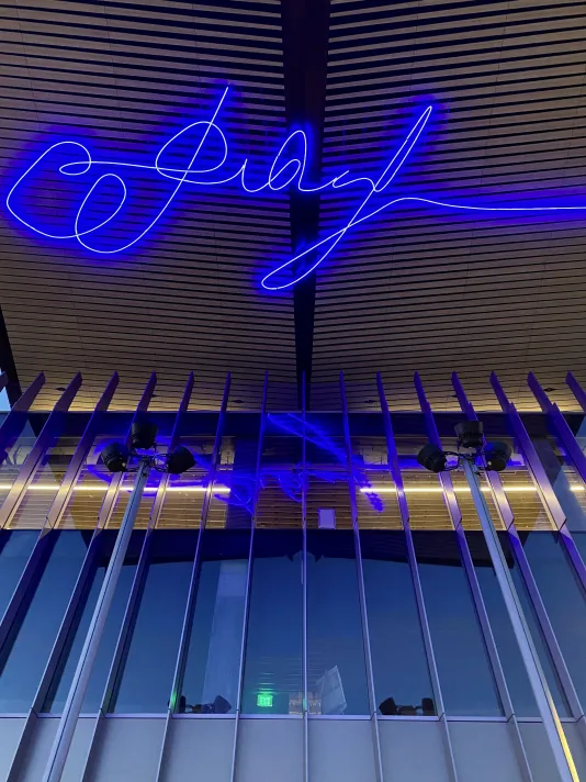 Large-scale animated LED sculptures that spell out a signature