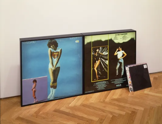 An installation by Nayland Blake features Barbra Streisand's album Superman.