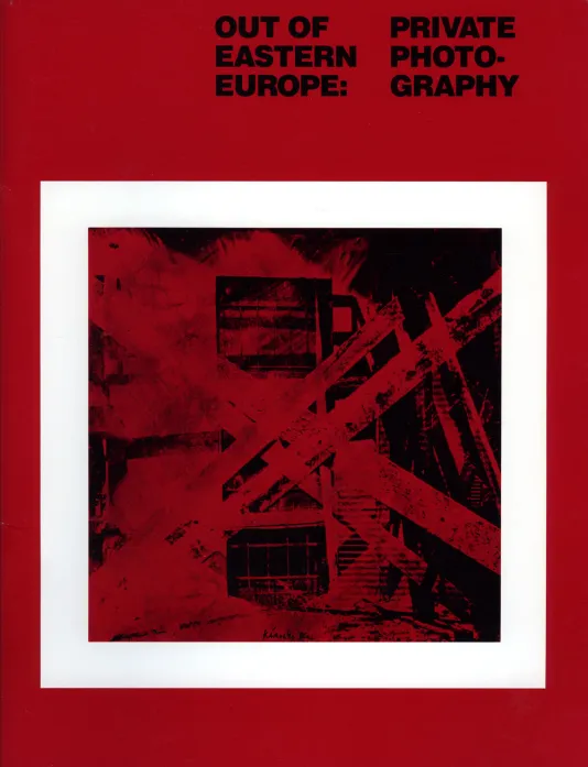 Book cover for Out of Eastern Europe: Private Photography features a black graphic on a red background.