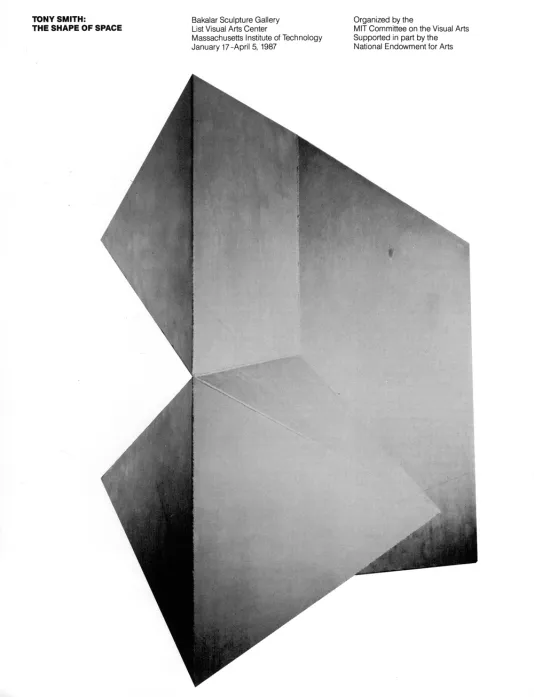 Book cover for Tony Smith: The Shape of Space features a gray geometric graphic on a white background.