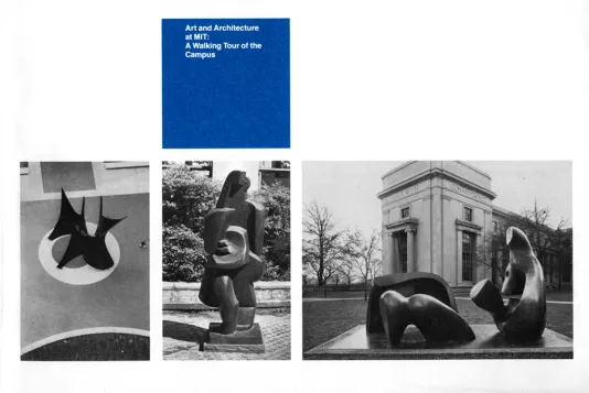 Cover for Art and Architecture at MIT: A Walking Tour features sculptures by Henry Moore and Alexander Calder in black and white.
