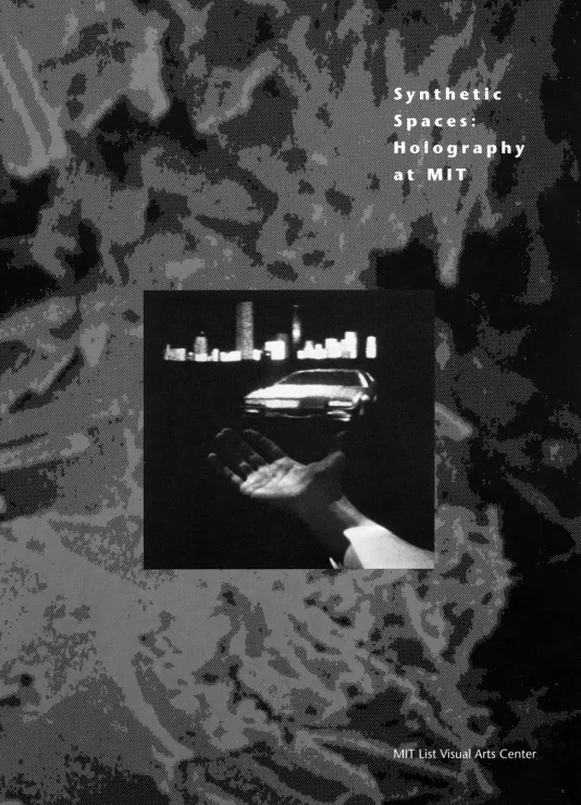 Black and white book cover for Synthetic Spaces: Holography at MIT features a blurry gray color field.