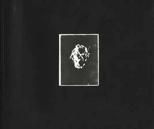 Black book cover for Sandy Walker: Woodblock Prints featuring a black and white woodblock print in the center.