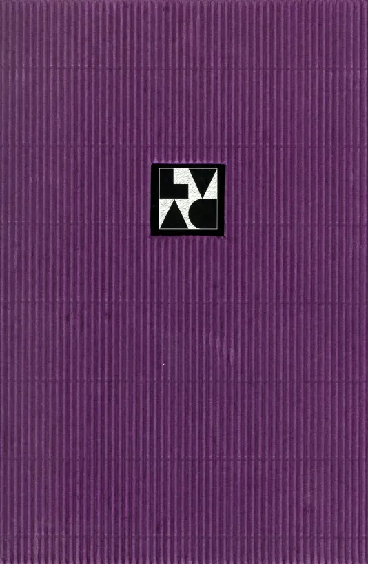 Textured purple book cover for 19 Projects: Artists-in-Residence at the MIT List Visual Arts Center featuring the LVAC black and white logo in the center.