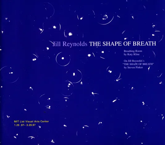 Book cover for Jill Reynolds: The Shape of Breath featuring a cobalt blue background where glass bubbles appear to float in space.