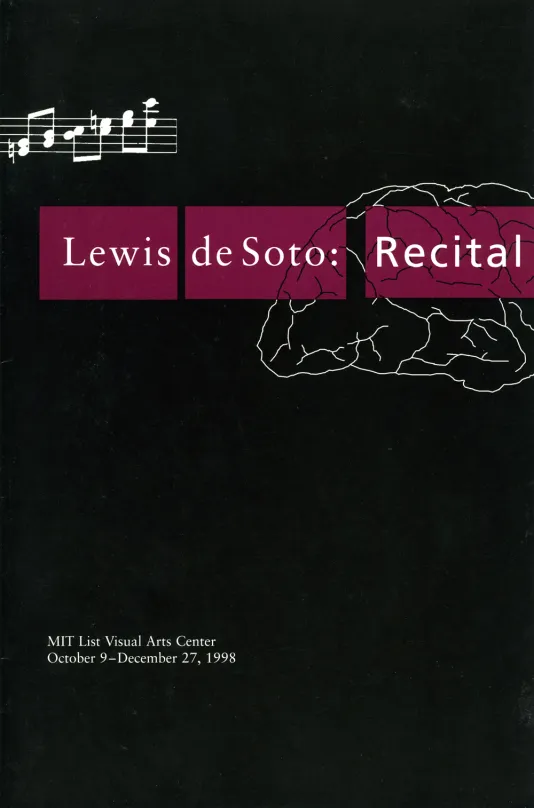 Book cover for Lewis deSoto: Recital featuring a white outlined graphic of a brain and music notes.