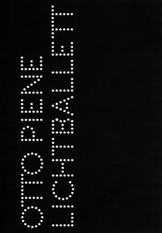 Book cover for Otto Piene: Lichtballett featuring a black background and vertical title written in letters made of white circles.