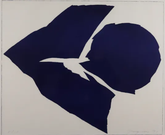 Abstract shape with jagged edges on a white background.