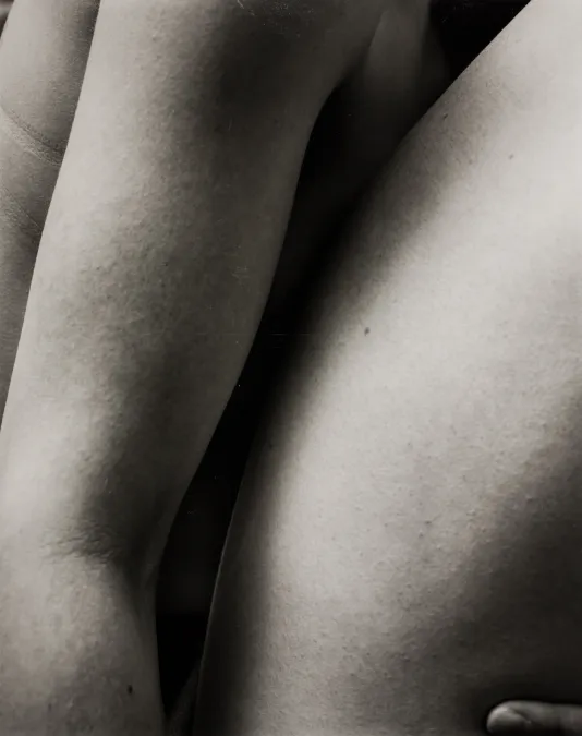 MBlack and white photograph of two arms side by side.