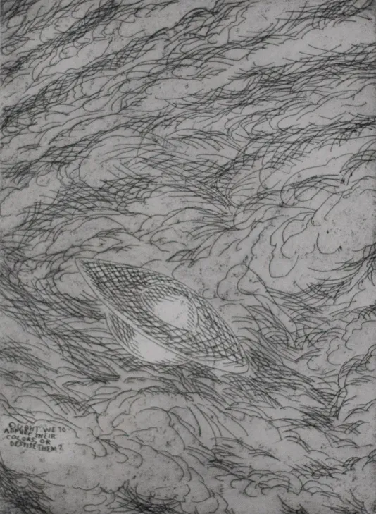 Graphite sketch of a mountain landscape