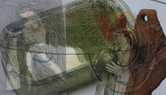 Green rectangular case that erase "Full Up" "Full up" with a fded figure coming through on the right holding a ball.