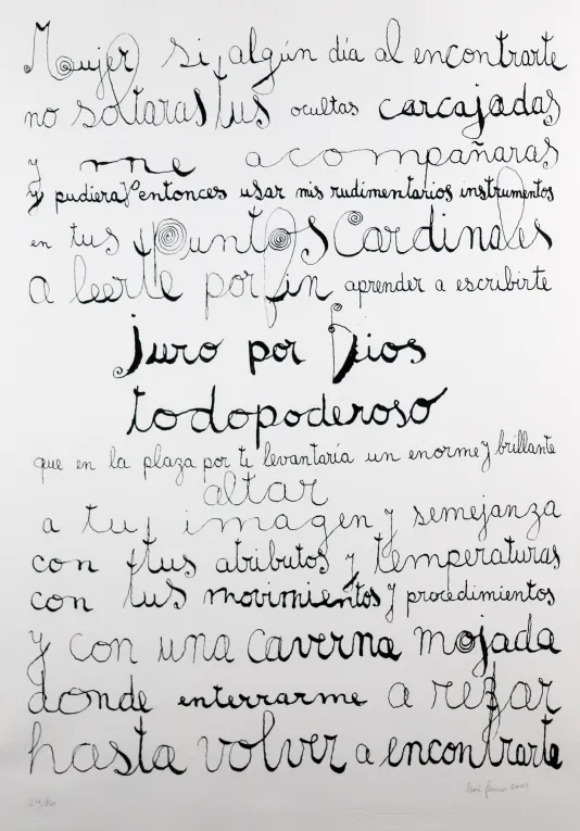 Handwritten cursive sentences filling up an entire page with different sizes for each line.