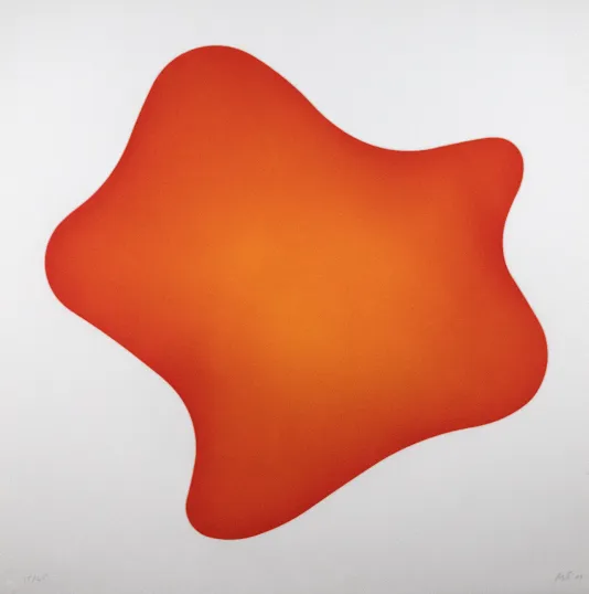 Red shape with soft edges that gets lighter in the center.