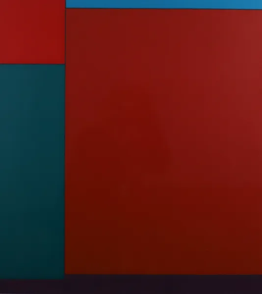 Large red and green rectangles take up the entirety of the canvas.