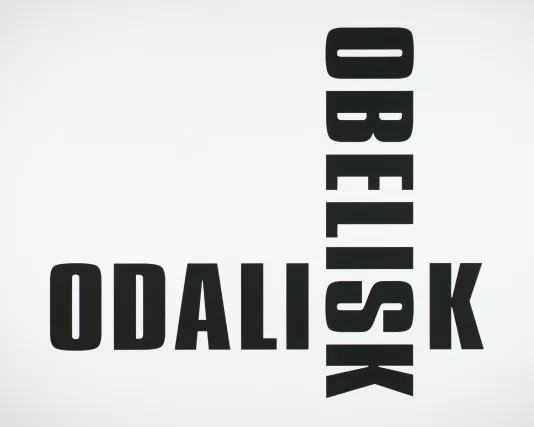 Horizontal text that reads Odalisk overlayed with the text rotated 90 degrees.