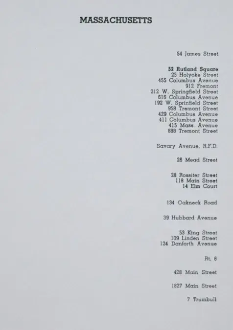 White page with text aligned on the right with the title &quot;Massachusetts&quot;