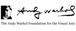 Black and white logo for the Andy Warhol Foundation for the Visual Arts featuring a silhouette of a figure's head on the left and Andy Warhol written in cursive.