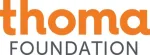 Yellow and grey text logo that reads &quot;thoma foundation.&quot;