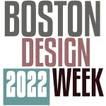 Grey, teal, and maroon logo that reads Boston Design 2022 Week